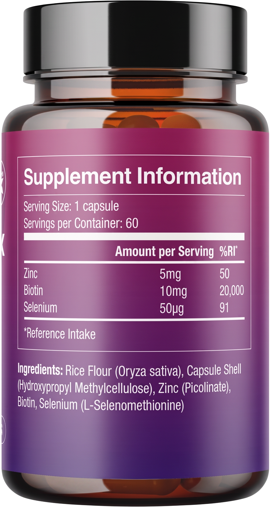Priowell Hair Complex supplement facts label