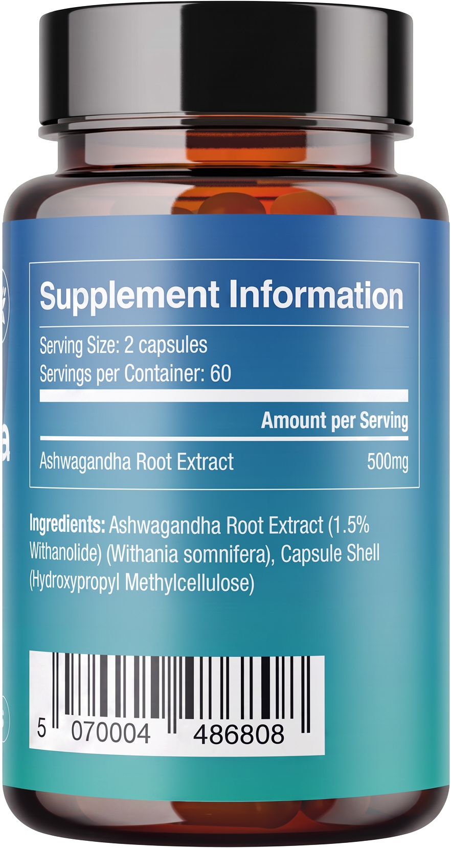 Priowell Ashwagandha Root Extract supplement facts label