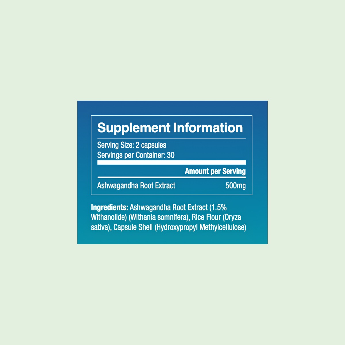 Priowell Ashwagandha supplement information